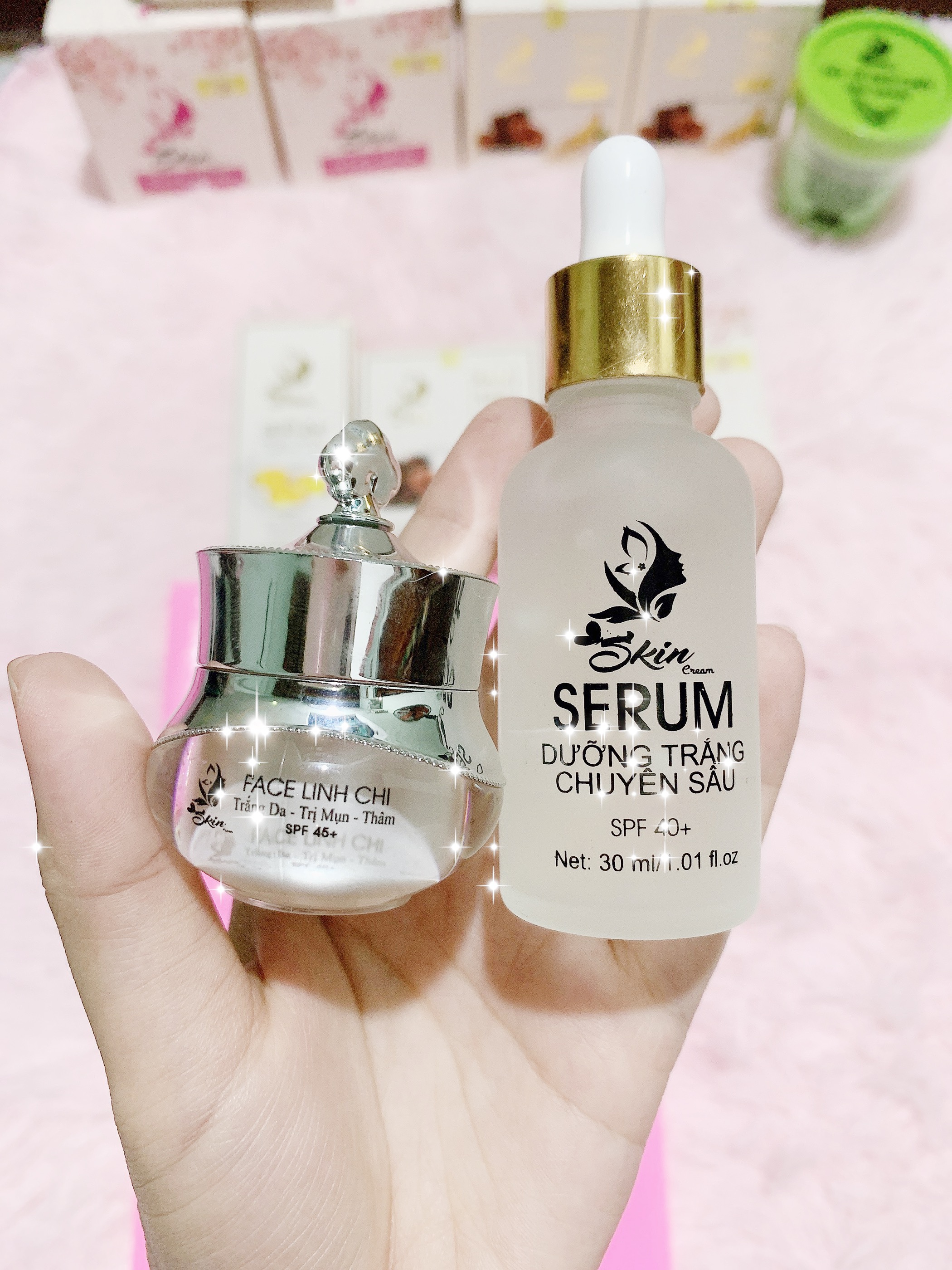 Combo serum + face linh chi