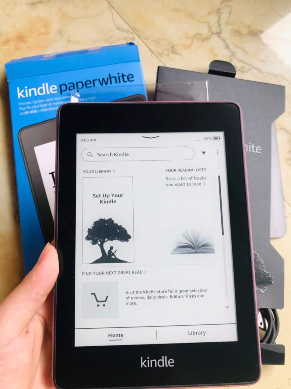 Máy đọc sách kindle Paperwhite 4 8GB màu xanh/hồng/đen
