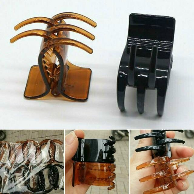 [12 cái] Kẹp tóc càng cua 3 răng 5 răng Hàn Quốc nữ đẹp hottrend - Cặp búi cào tóc dễ thương màu đen, nâu, trong suốt