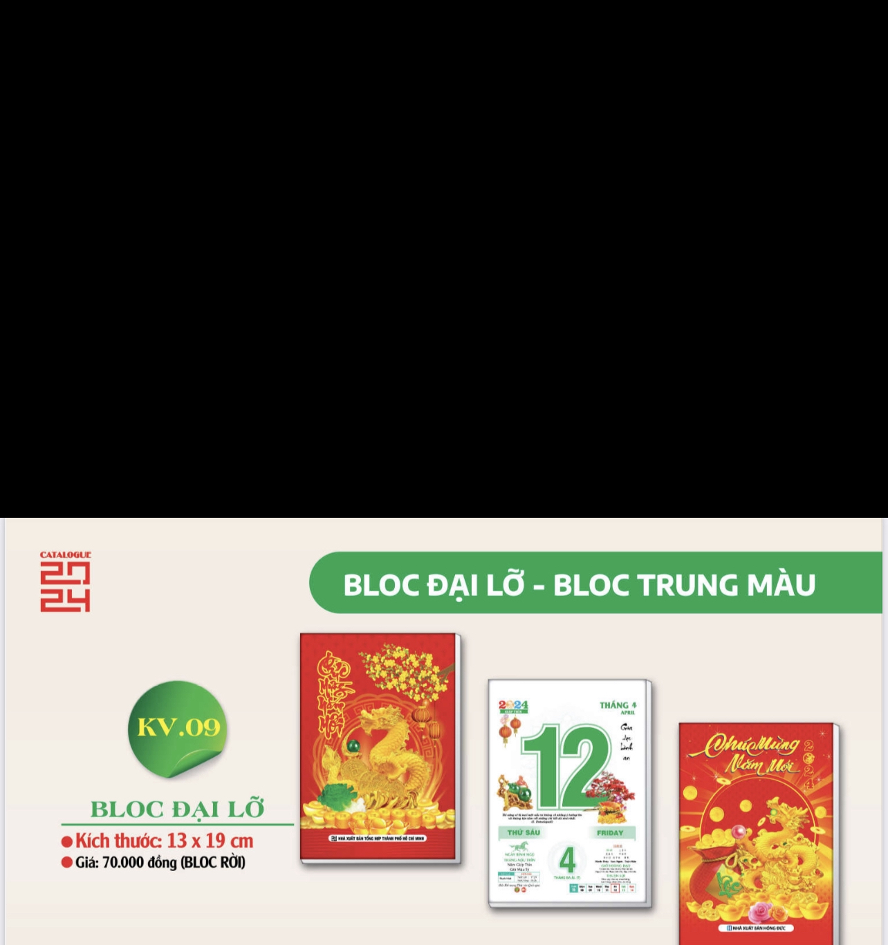 Lịch Bloc 2024 Giáp Thìn Cực Đẹp Mẫu Mới 13x19cm