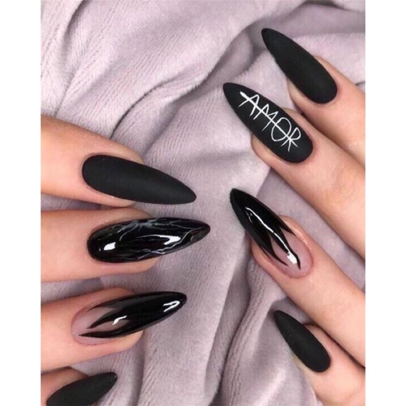 Nailbox vân đá lửa đen cá tính