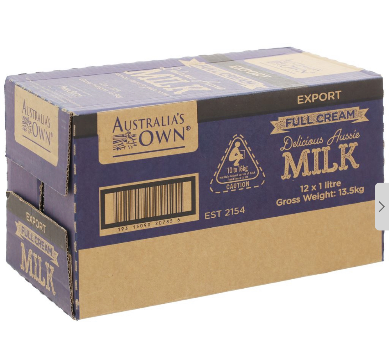 Thùng 12 hộp sữa tươi nguyên kem không đường Australia s Own 1 lít