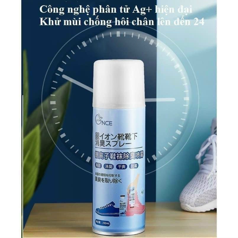 🍀 CHAI XỊT LƯU HƯƠNG, KHỬ MÙI GIÀY DÉP. CHỐNG HÔI CHÂN Nano Bạc 260ml