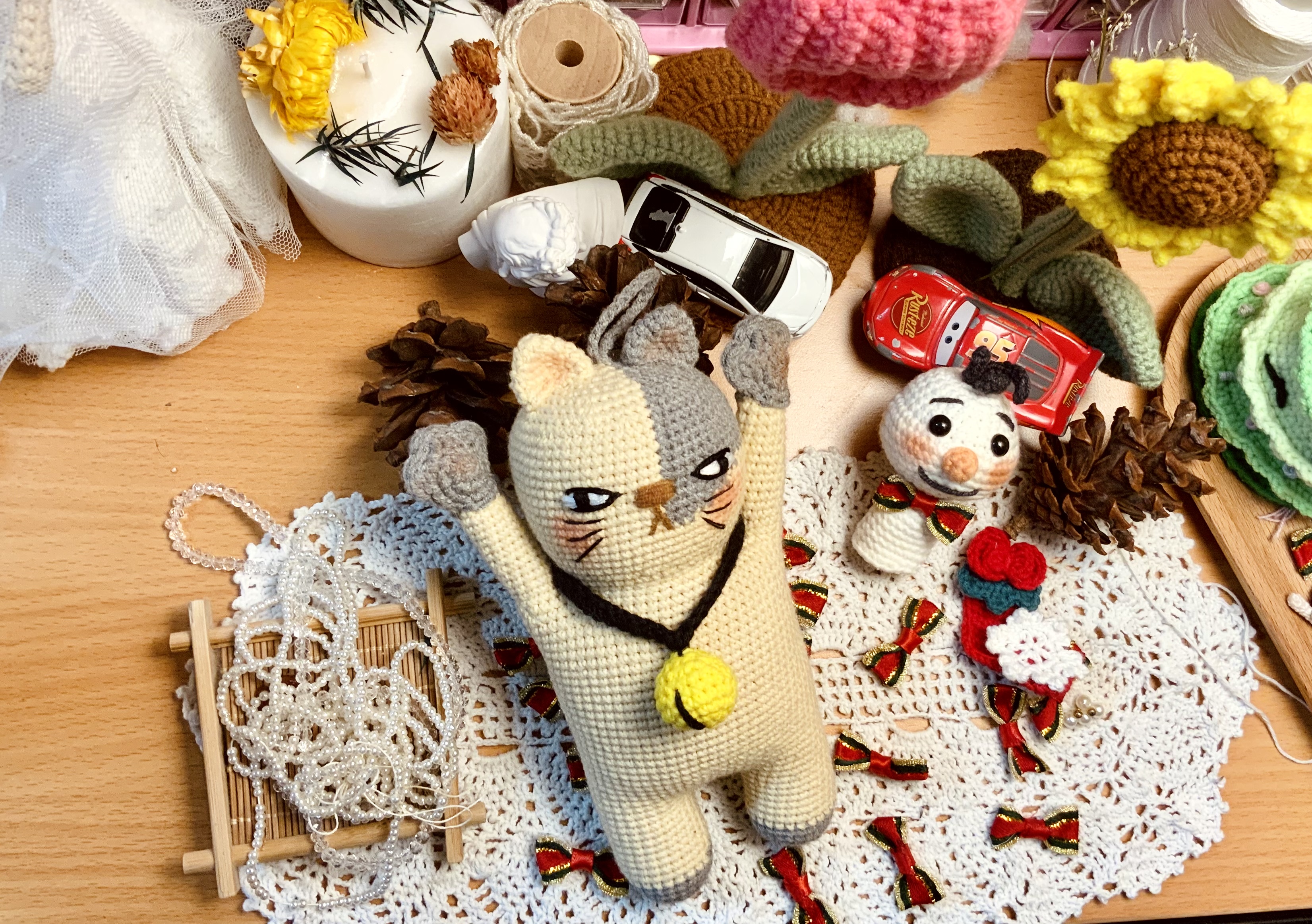 Mèo len, mèo thú bông, mèo handmade