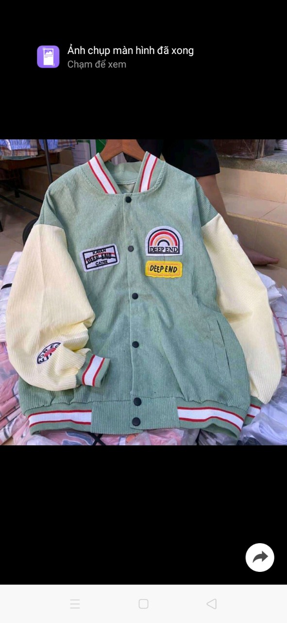 Áo khoác bomber nhung tăm cầu vòng siêu xinh