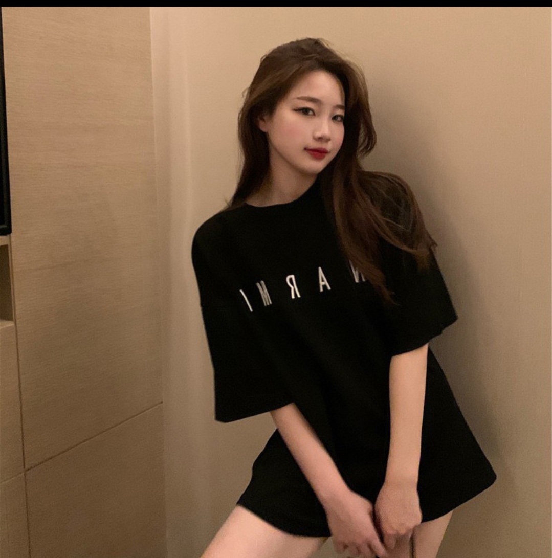 Áo phông nữ Áo thun nữ dáng rộng áo cotton nữ Áo phông nữ cọc tay áo phông nữ họa tiết đơn giản áo thun cổ tròn áo phông nữ rộng