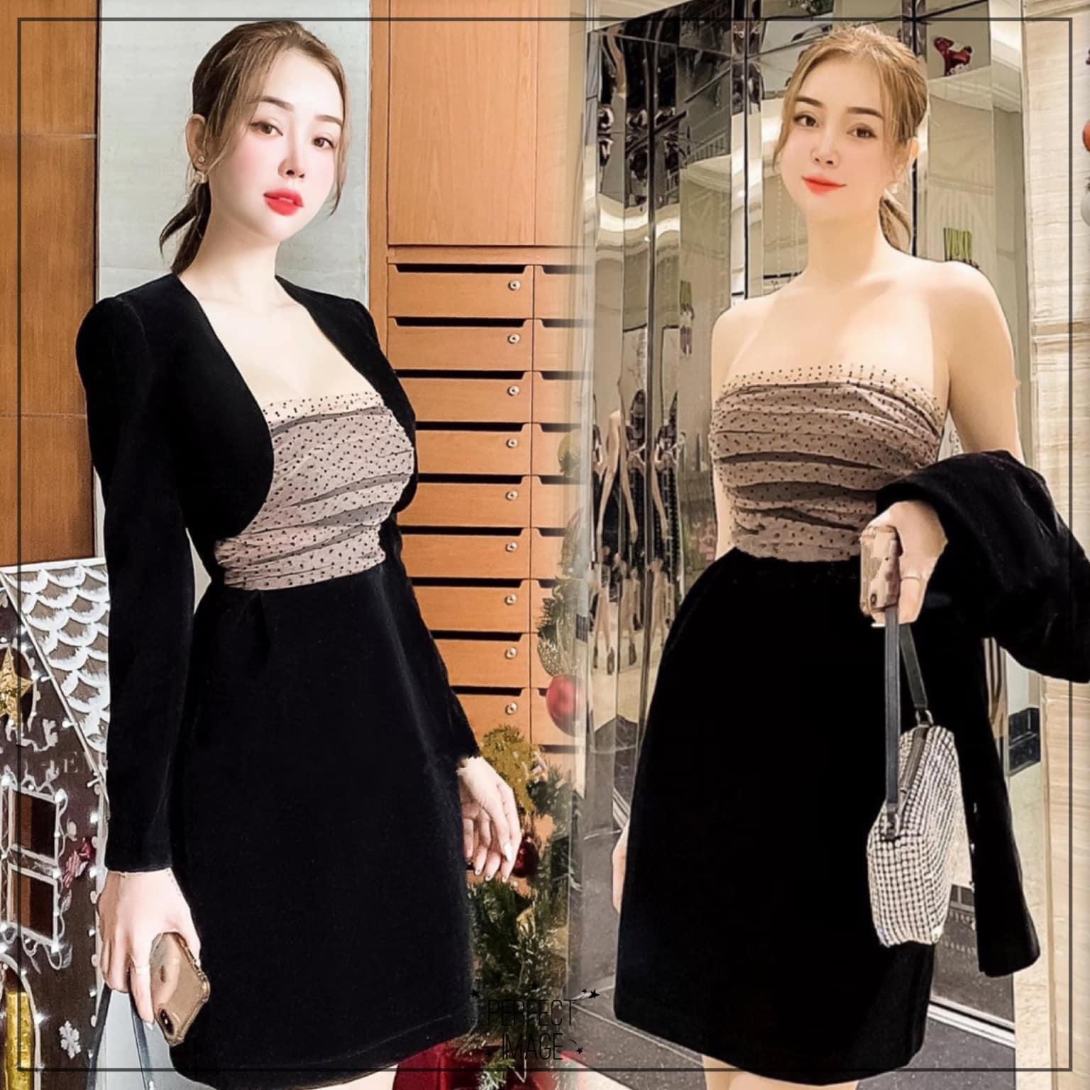 Sét đầm nhung + áo khoác ngoài , ,có size 57kg-95kg