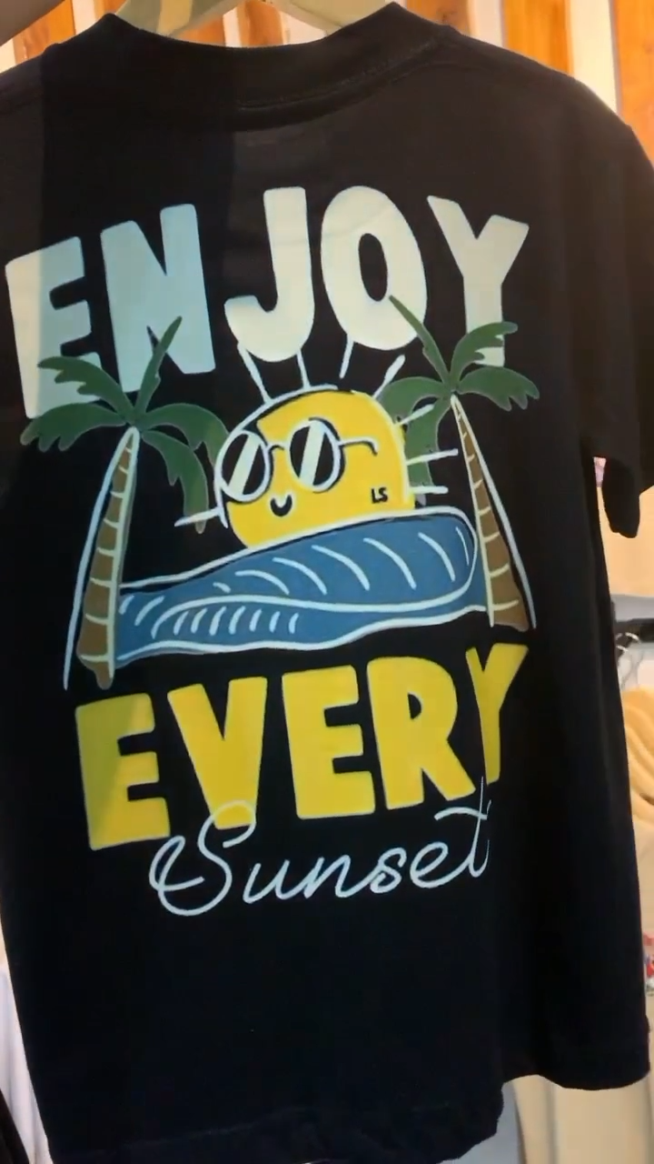 NOUBLE Baju Kaos Basic Anak Cowok ENJOY Distro Usis 2-13Tahun-Hitam-Baju Anak Lengan Pendek-Cotton Combed-Pakaian Anak Laki Laki-Atasan-