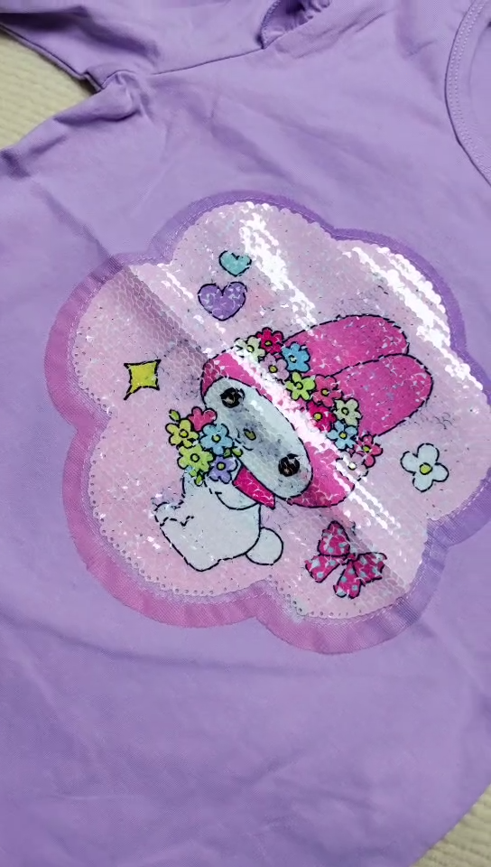 2-8 tahun Kaos Lengan Panjang Anak Perempuan kuromi 100%pure cotton Payet mengubah grafik