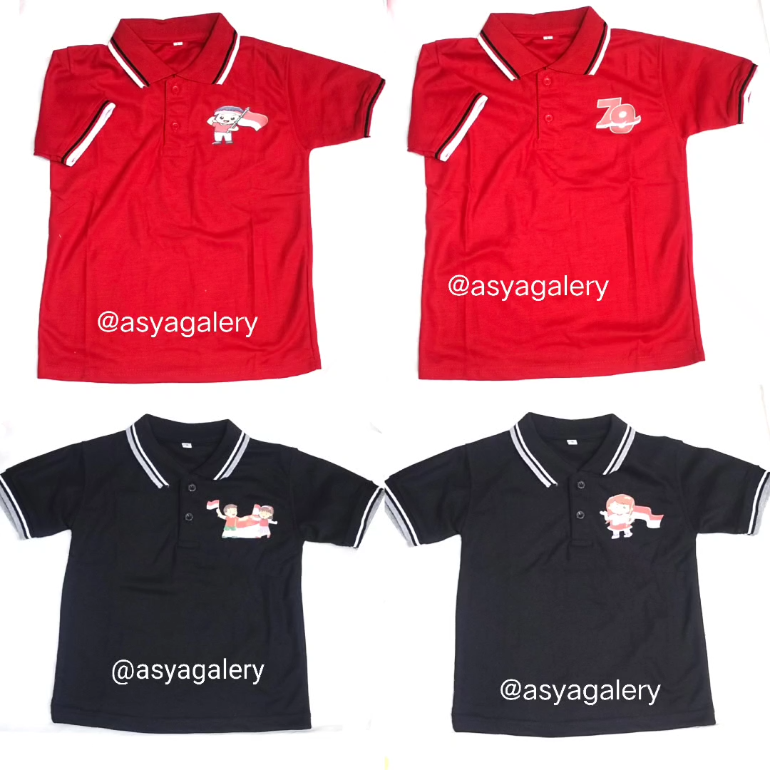 Kaos Polo Anak HUT RI 79 Usia 2-10 Tahun Kaos Wangky 17 Agustus Baju Kerah Atasan TShirt