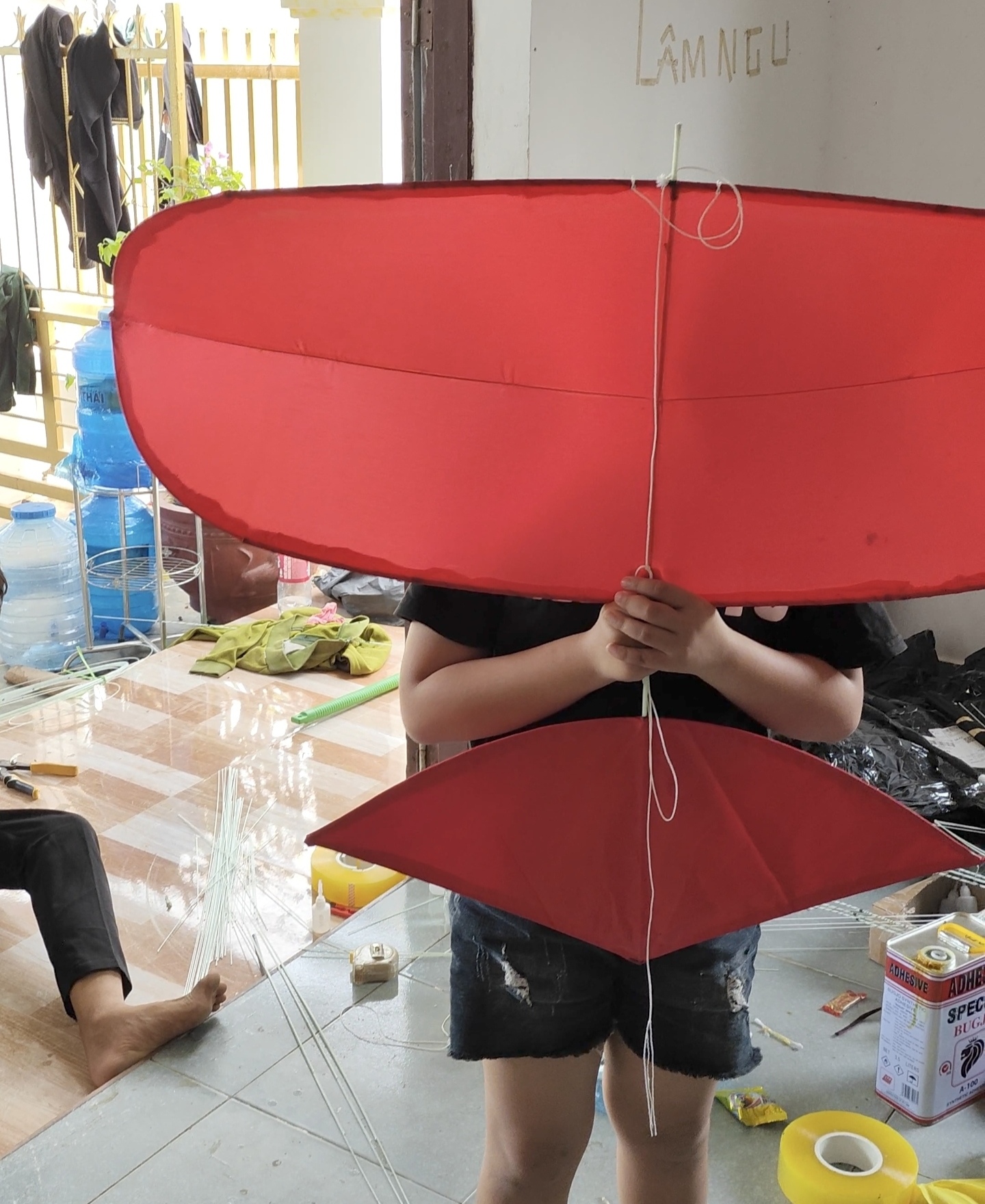 Diều sáo đuôi cá 1m3 làm từ cap quang diều đã làm hoàn thiện về chỉ cần thả