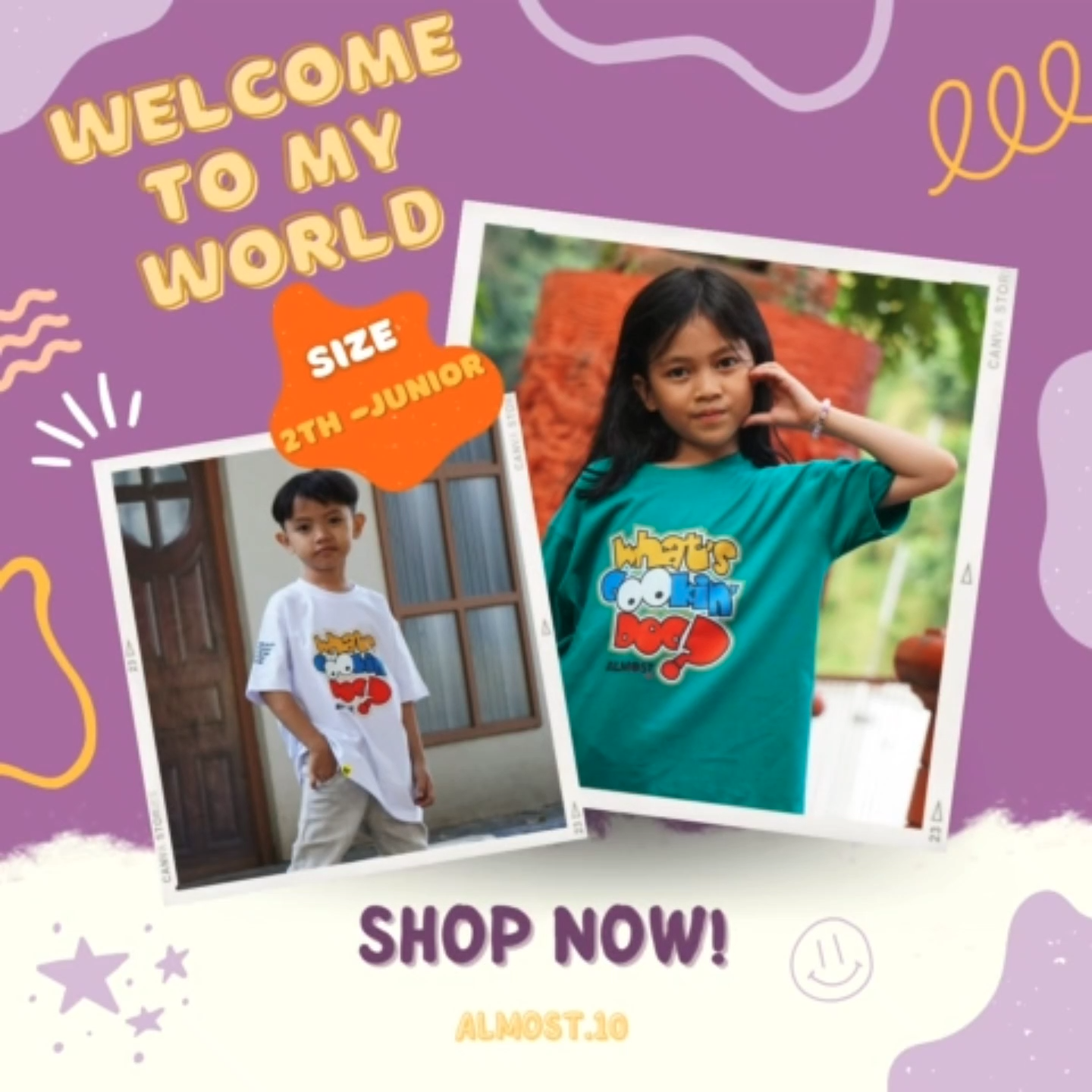 ALMOSTEN Kaos Distro Anak Lengan Pendek Laki Laki Perempuan / Baju Atasan Anak Cowok Cewek Motif Terbaru Umur 1-14 Thn / Pakaian Anak Unisex A01 Tosca - Putih