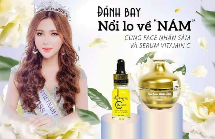 Combo 2in1 kem Face nhân sâm N Collagen 25gr serum vitamin C tế bào gốc 10ml xóa nhăn ngăn ngừa lão hóa làm căng bóng trắng sáng da thích hợp mọi loại da..