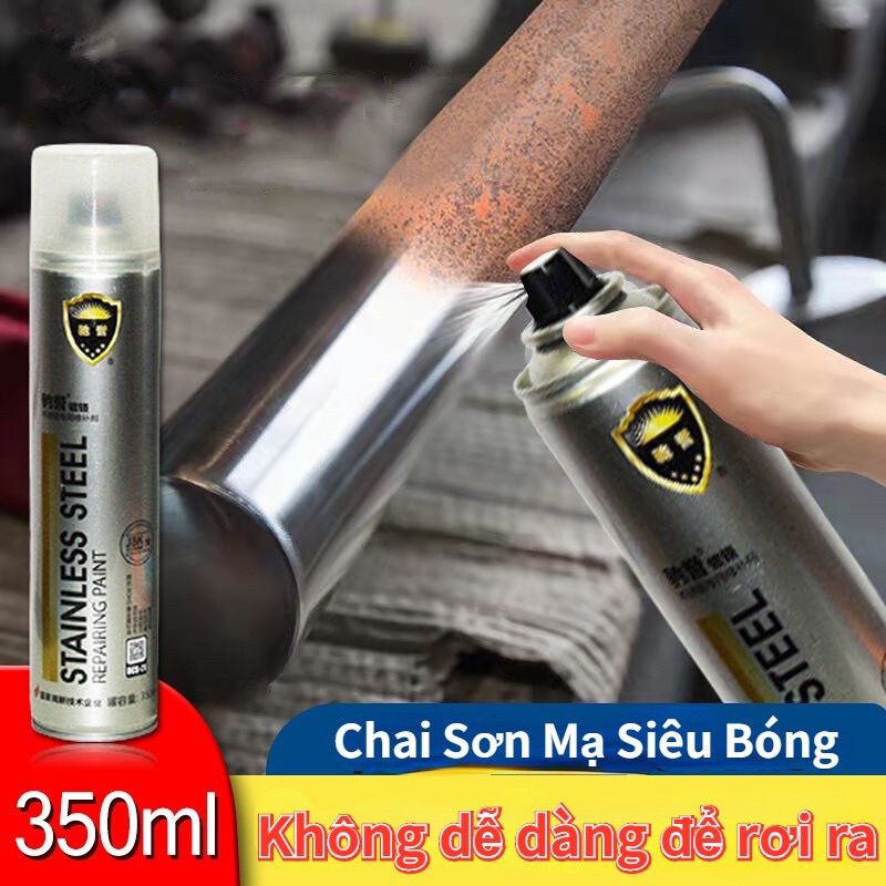Combo 5 chai Sơn Bạc Mạ Crom Sơn Xịt Mạ Chrome Sáng Bóng 350ml - Chai Sơn Mạ Siêu Bóng - Nhanh Khô Tiện Lợi