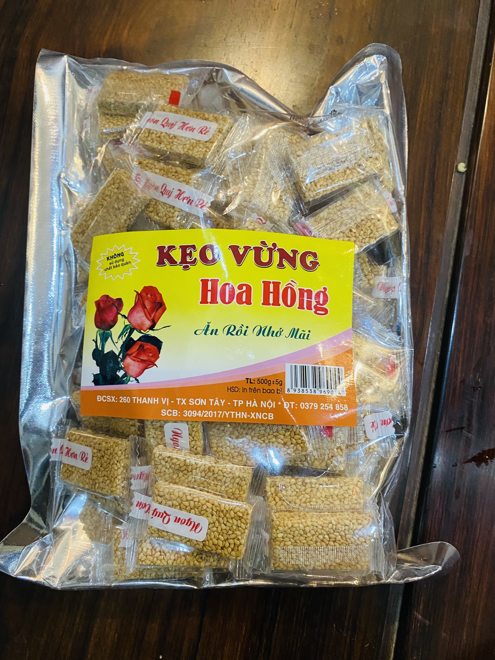 Kẹo Vừng Hoa Hồng đặc sản Đường Lâm Sơn Tây Gói 500g