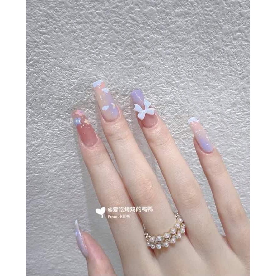 Nailbox hoa nơ cầu vồng mộng mơ