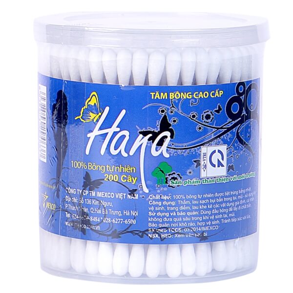 Tăm bông / rái tai thân gỗ hana 200 cây