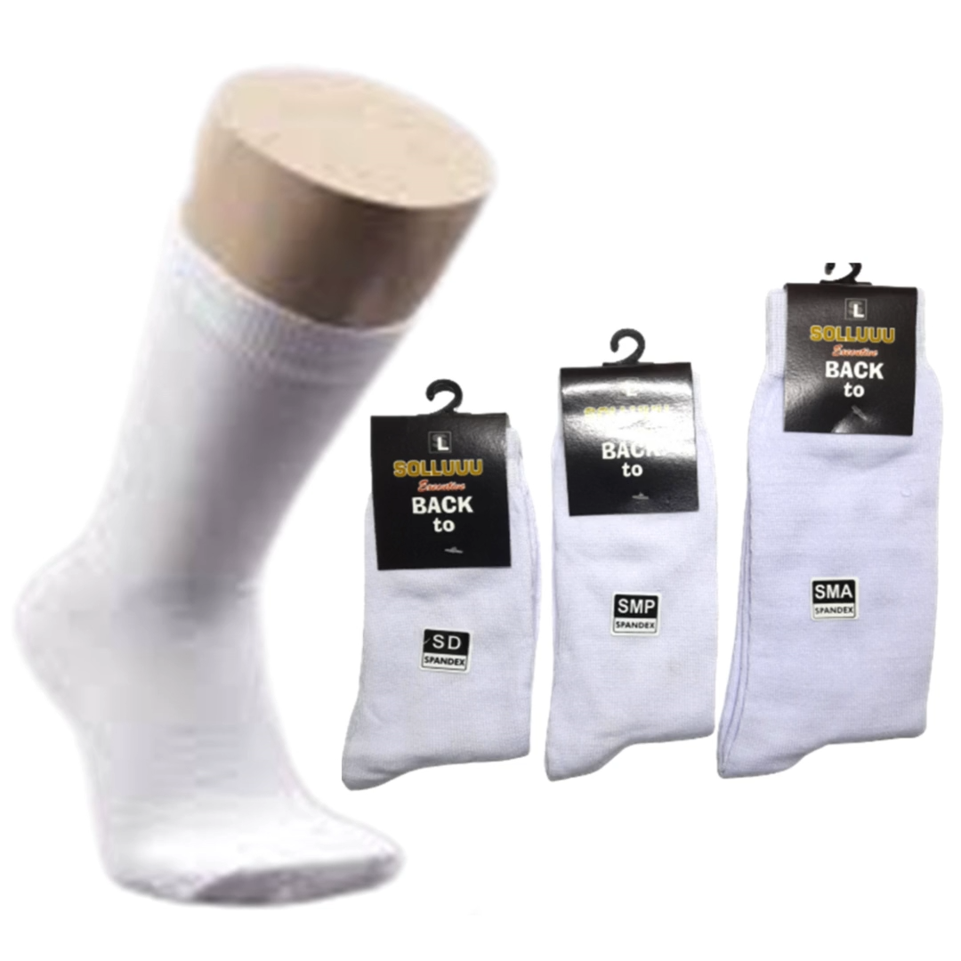 Kaos Kaus Kaki Anak Sekolah SD SMP SMA Panjang Hitam Putih Polos Telapak Hitam Pria Wanita Cewek Cowok Perempuan Laki-Laki Bahan Katun Spandek