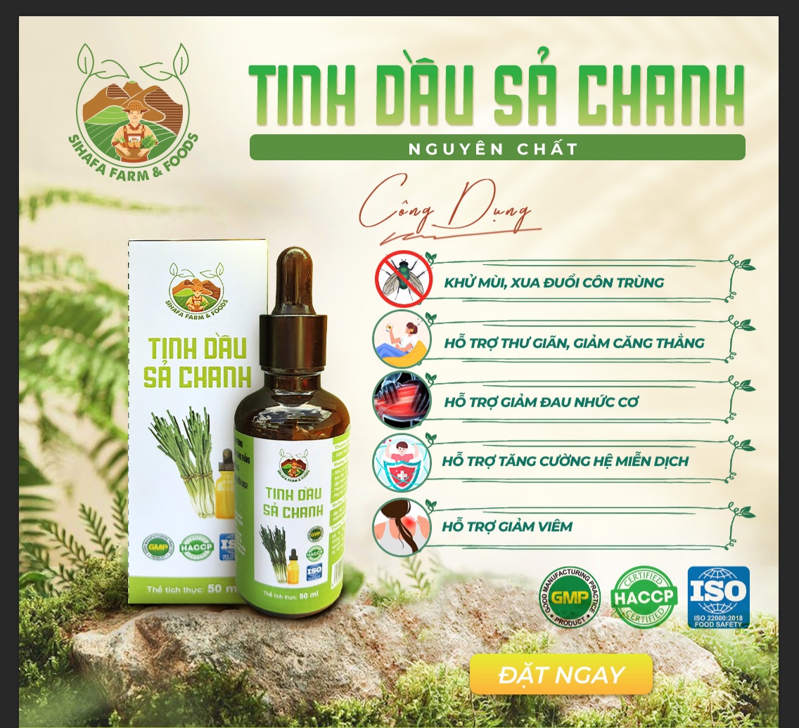 Tinh dầu sả chanh nguyên chất sihafa farm & food