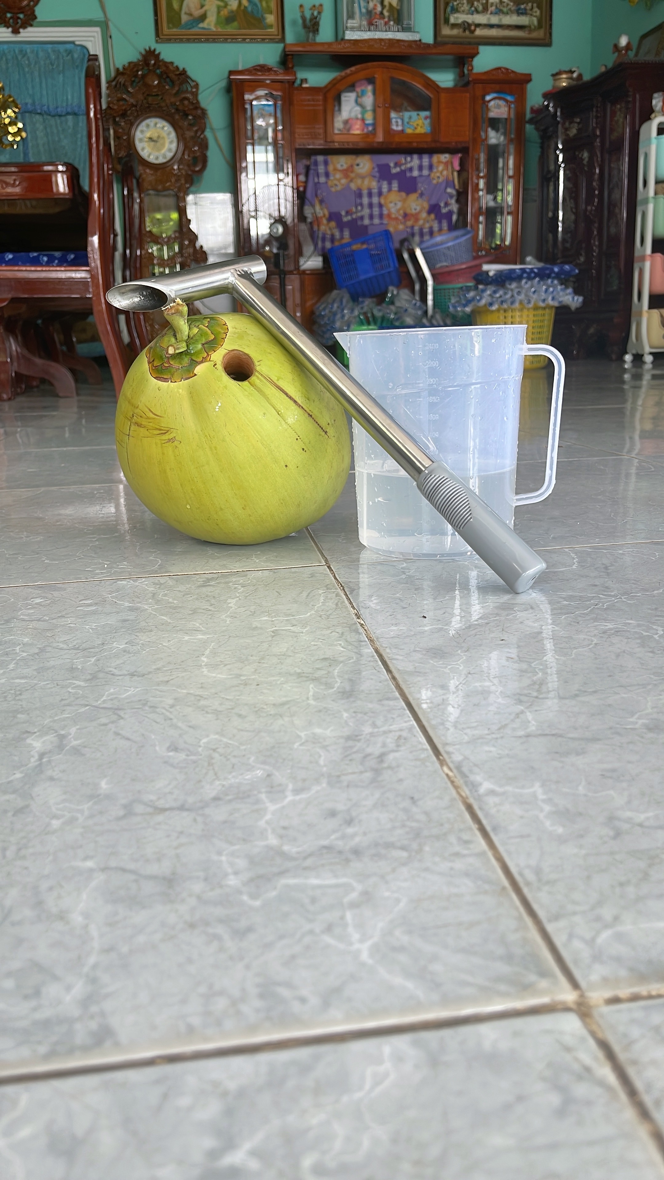 Búa Đục Dừa inox304 Dầy Dặn 1.5li - Dùng Lấy Nước -Tay Cầm Màu ĐEN hoặc XÁM