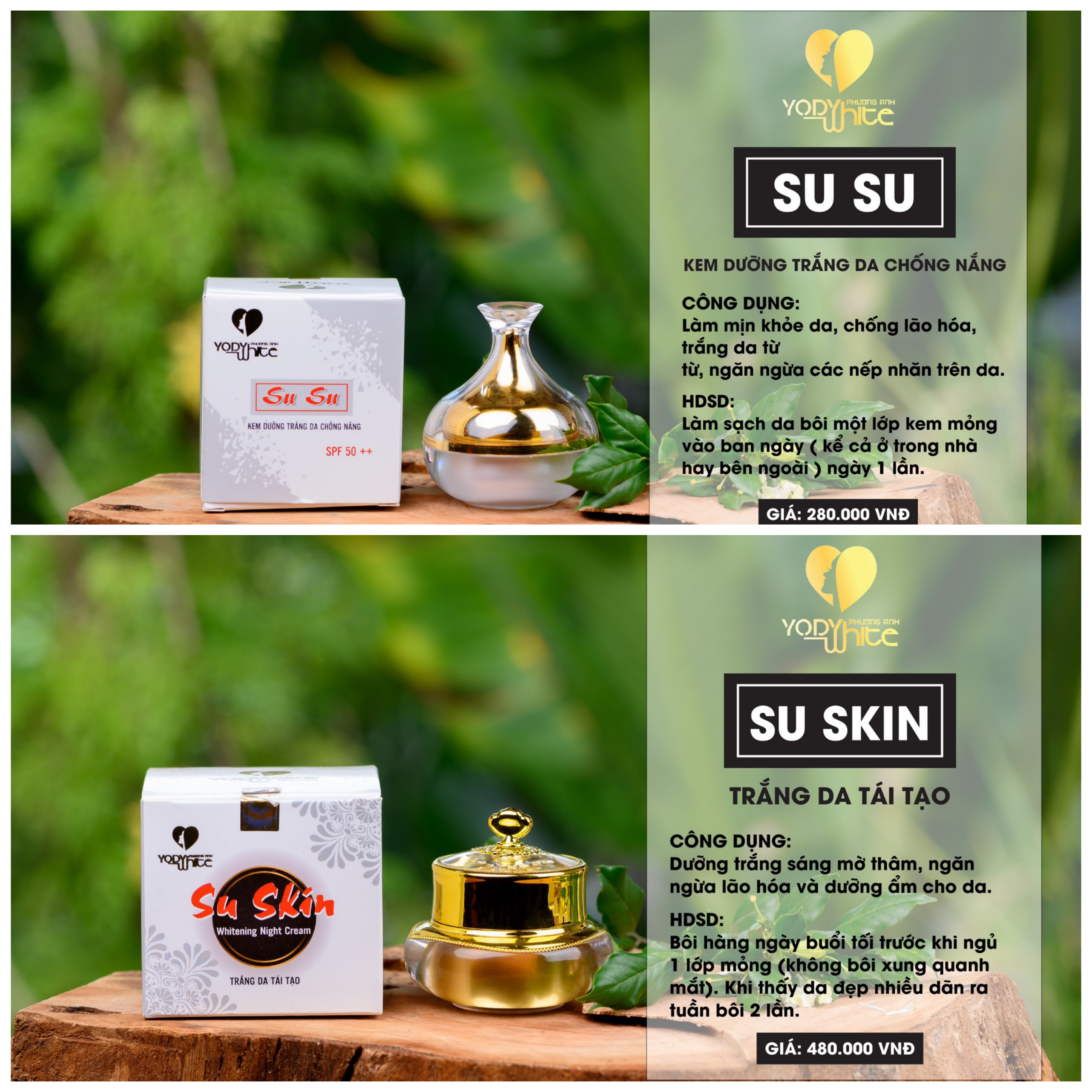 Kem dưỡng da ngày và đêm của yody white phương anh.
