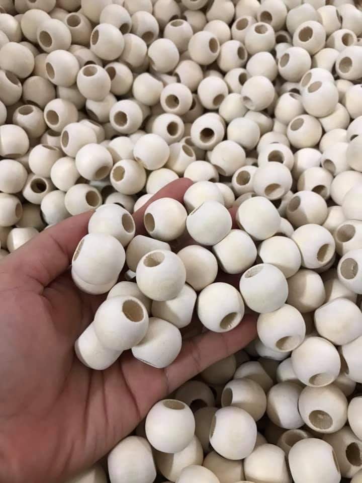 Hạt gỗ tròn làm handmade- Hạt gỗ làm thủ công- 1 gói 100 hạt gỗ 18mm