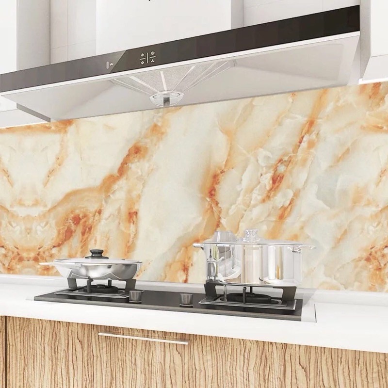 Giấy dán bếp tráng nhôm chống nhiệt khổ rộng 60cm dài 5 mét giấy dán tường vân đá decal dán bếp