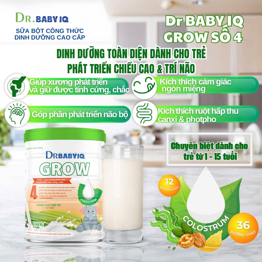 Dr BABY IQ. GROW Sữa tăng chiều cao cho bé từ     
1-15 tuổi