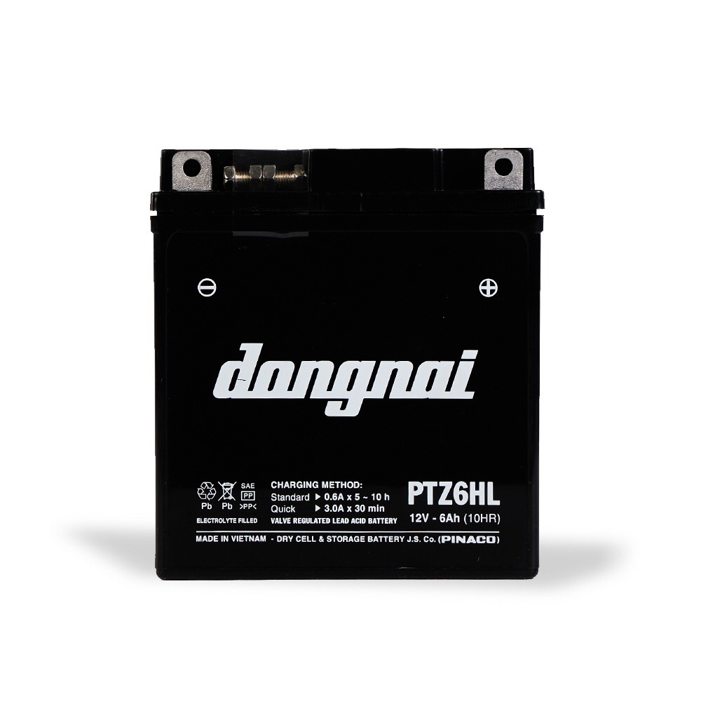 Bình acquy xe máy khô miễn bảo dưỡng đồng nai ptz6hl | 12v - 6ah, bình ắc quy xe máy honda 12v.