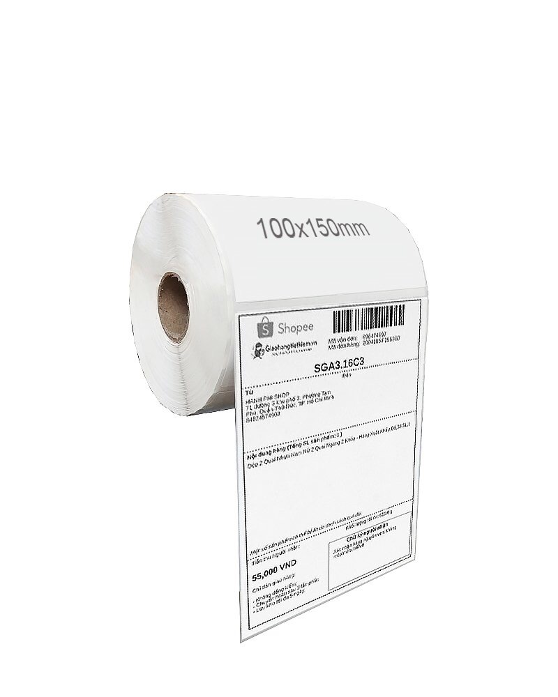 Decal in tem nhãn cuộn 50m kích cỡ 100x150mm