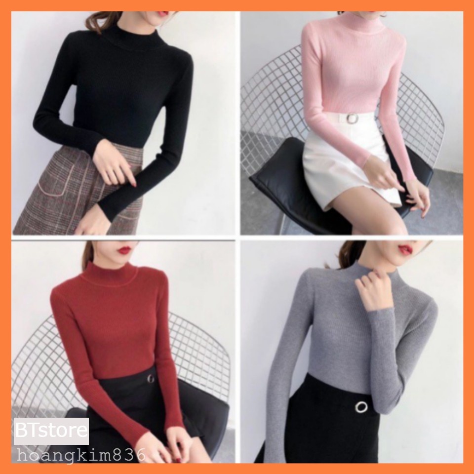 Áo len tăm nữ cổ 3 phân,áo giữ nhiệt nữ mùa đông