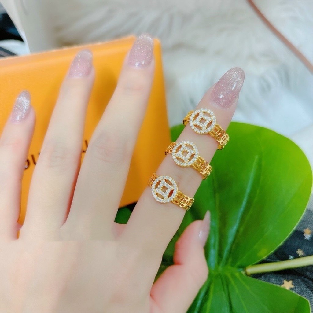 Nhẫn kim tiền xoàn mạ vàng 24k