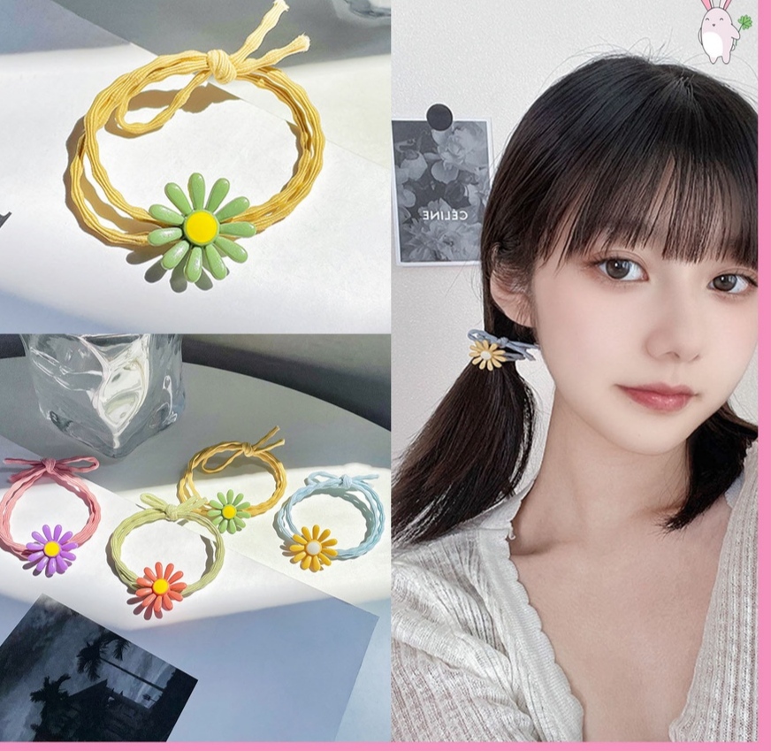 Dây cột tóc,dây cột tóc hoa cúc sét 5 cái nhiều màu