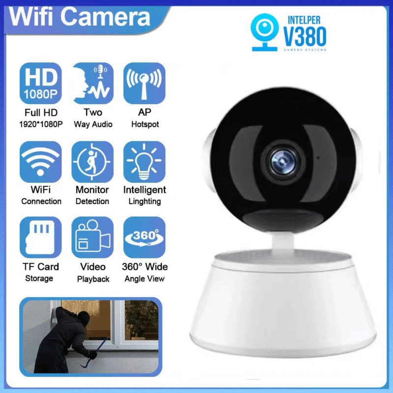 ภาพหน้าปกสินค้ากล้องวงจรปิด 360 wifi ซื้อ1แถม1 กล้องรักษาความปลอดภัย V380 กล้องวงจรปิด ไร้ สาย IP Sec CCTV Camera samsung xiaomi กล้องติดบ้าน กล้องวงจรปิดดูผ่านมือถือ