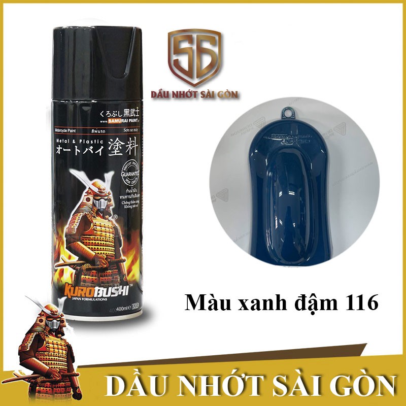 Samurai 116 - Chai sơn xịt sơn xe máy màu xanh dương đậm ( deep blue ) 23/116