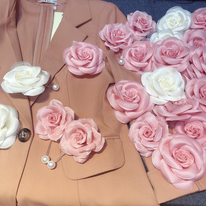 ghim cài áo bông hoa lụa cao cấp