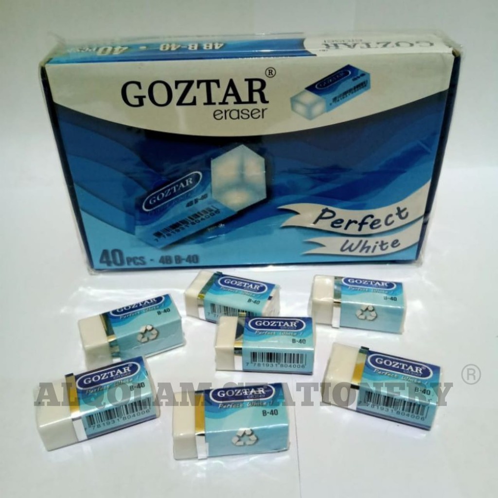 SATU PACK ( 40 PCS ) Penghapus Goztar / Penghapus Opini / Parko Kecil Putih