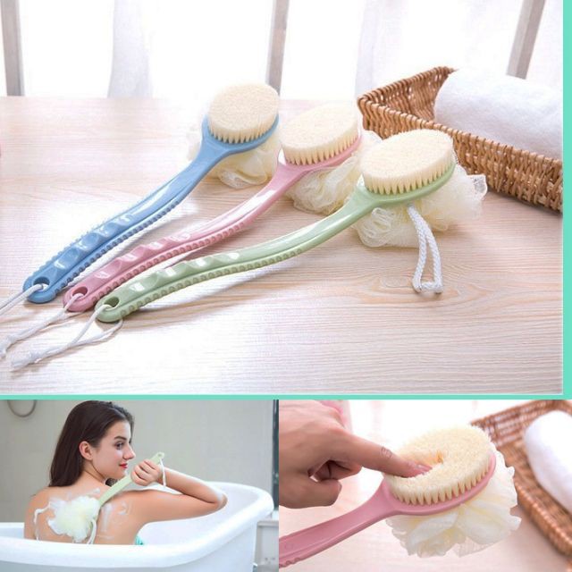 [ Giao Ngẫu Nhiên ] Cọ Kì Lưng 2 Đầu Bông Vải Lưới và Lông Bàn Chải Siêu Tiện Lợi