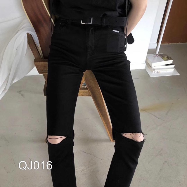 Qj016 - quần jean nam rách gối xã lai