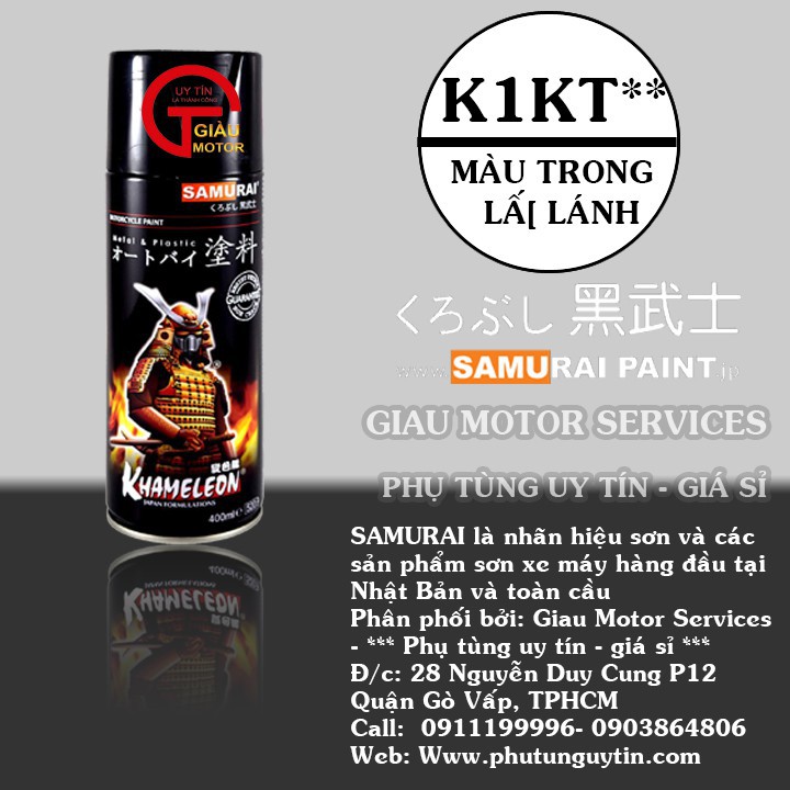 K1K _ Chai sơn xịt sơn xe máy Samurai K1K** sơn phủ bóng trong suốt 1 thành phần _ Top coat _ shop uy tín giao nhanh