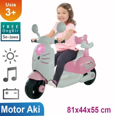 Mainan Anak Motor Aki Vespa HWL 2688 Hello Kitty Kunci Starter