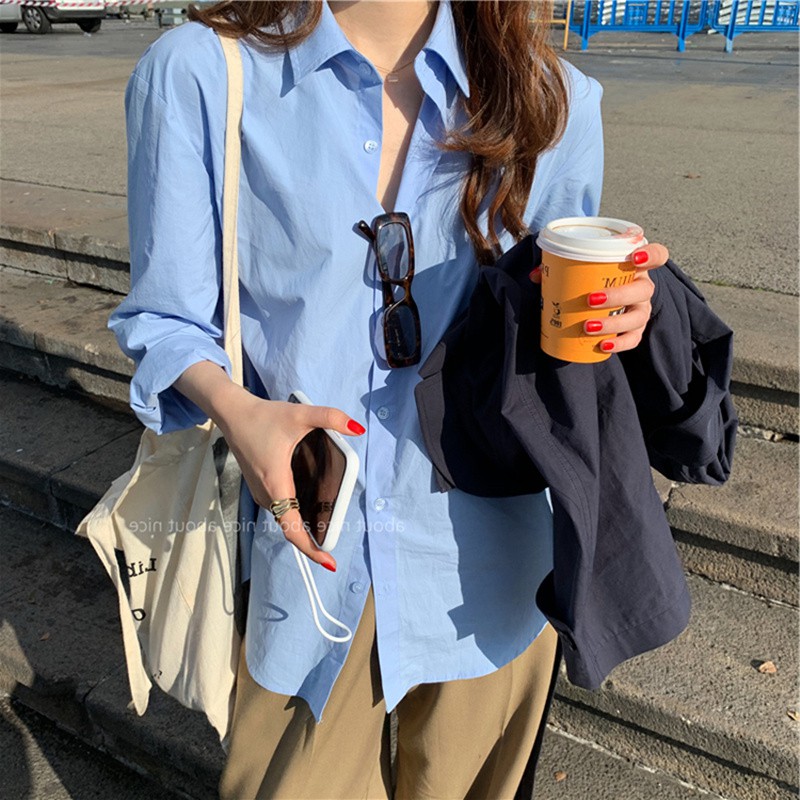 Áo Sơ Mi Màu Xanh Dương Đỏ Xám Dành Cho Nữ Và Nam Siêu Sale Nhất Minafashion Mới Ra Trong Năm Nay 1006 Trong Mùa Hè