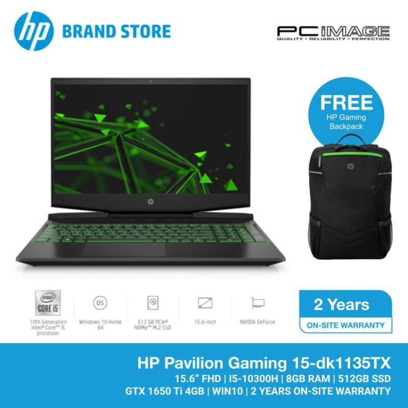 HP Pavilion Gaming 15-dk1135TX 15.6 FHD Laptop/ Notebook (i5-10300H, 8GB, 512GB, GTX1650Ti, W10, 144Hz) - Black Malaysia