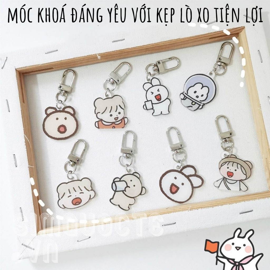 Móc Chìa Khóa Hoạt Hình Bằng Acrylic Có Kẹp Lò Xo Tiện Lợi