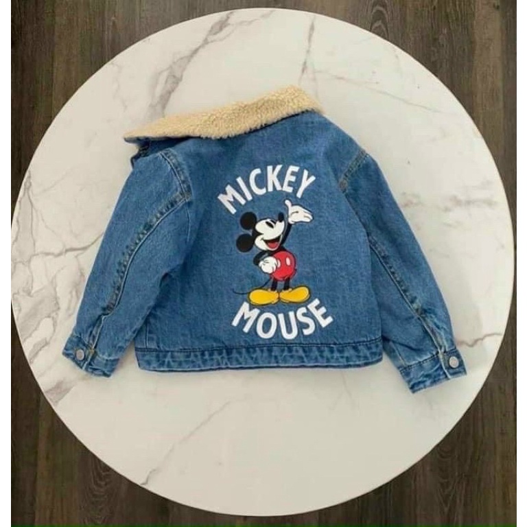 Mh áo khoác jean micky lót lông cho bé