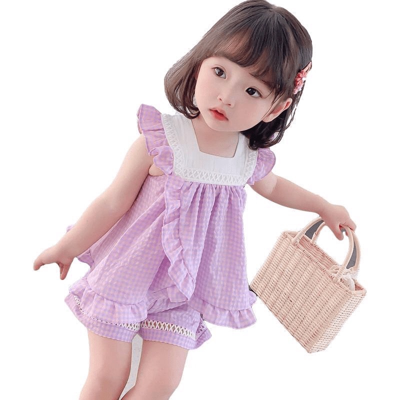 Bộ bé gái đũi xốp xếp vạt nhún bèo siêu xinh XHN498