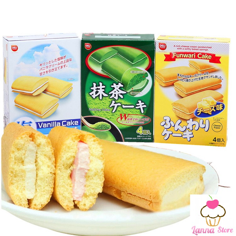 [HCM]Bánh bông lan nhân kem  Funwari Phô Mai / Vani / Trà Xanh Hộp 72g - Nhật Bản