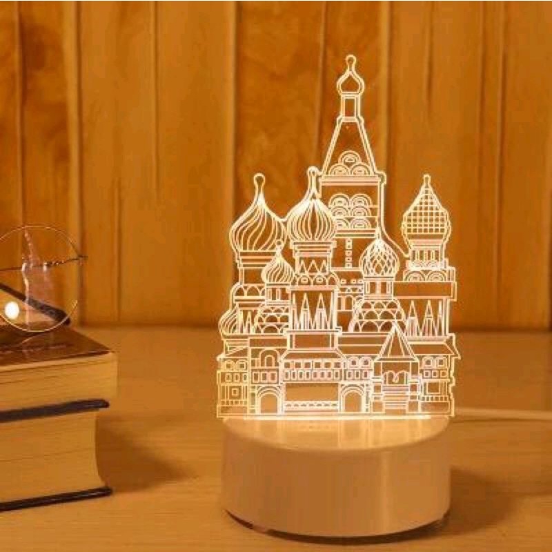 LAMPU HIAS LED 3D / LAMPU TIDUR HIAS LED 3D ACRYLIC TRANSPARANT KACA BENING PAJANGAN HIASAN