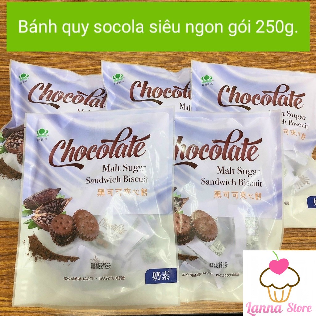 Bánh quy trứng muối dẻo Đài Loan MIT gói 250gam - Vị Sô cô la dẻo
