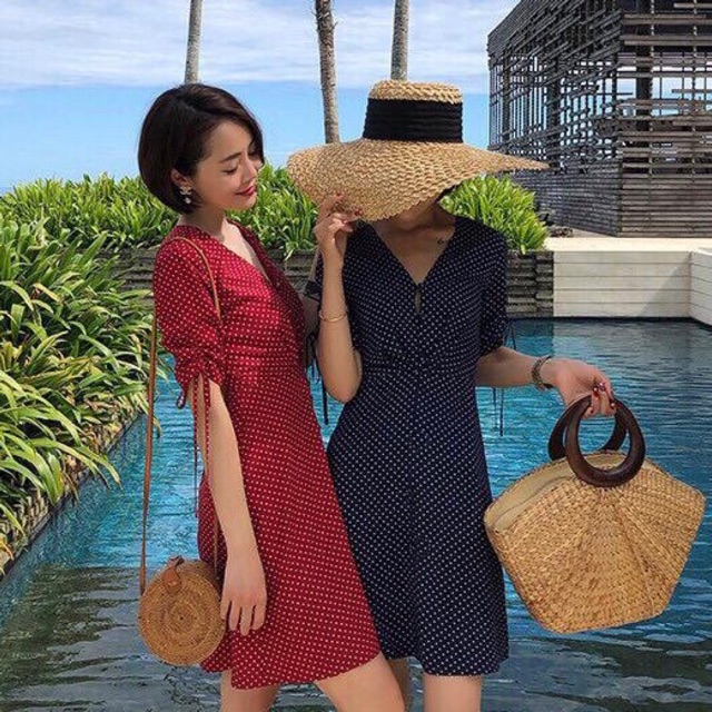 Đầm bi xoè 2 màu